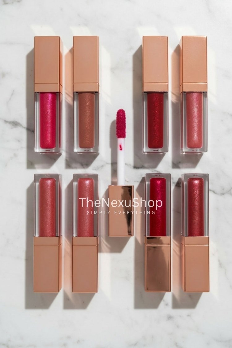 Plumping Liquid Lip Gloss Set - 2-Piece High-Shine Hydrating Makeup Kit (1 Selected Color + 1 Free Clear Gloss) - Image 2